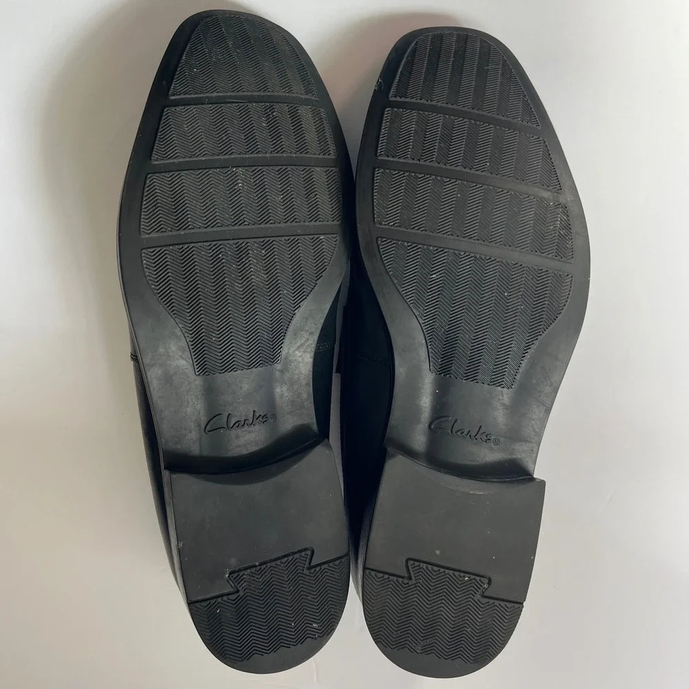 Clarks Mens Black Leather Slip On Loafers Dress Shoes Comfort Size‎ 11.5 US